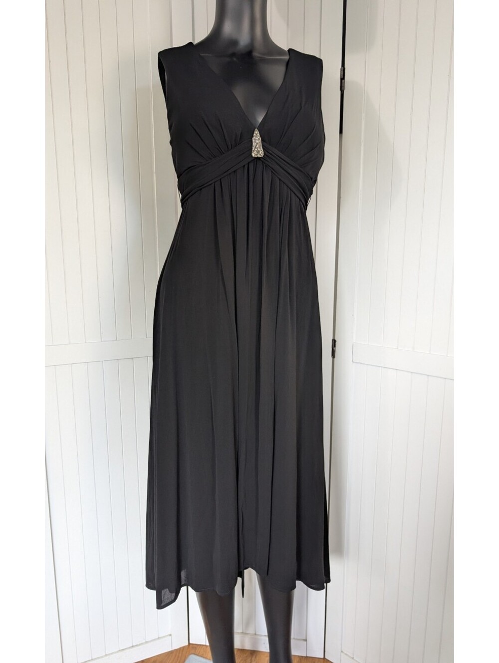 Vintage Laundry Shelli Segal Dress 6P Black Rhinestone Y2K Formal USA Made